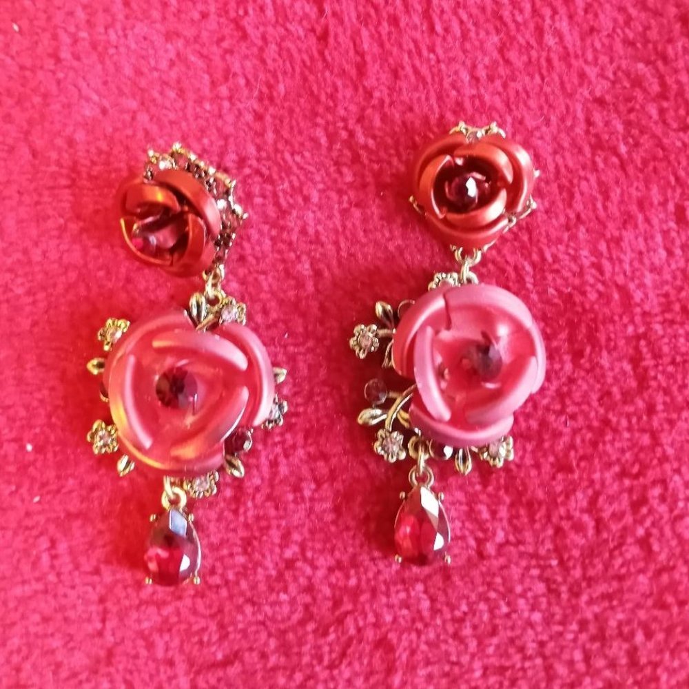 Betsey Johnson Red Rose Earrings